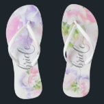 FLORAL CHIC WEDDING SWEET PEAS Bride Flip Flops<br><div class="desc">Bride Sandals to match the collection-  Floral Chic Wedding Sweet Peas in pink and lavender with pretty calligraphy and modern fonts</div>