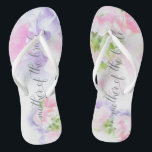 FLORAL CHIC WEDDING SWEET PEAS Bride's Mother Flip Flops<br><div class="desc">Mother of the Bride Sandals to match the collection-  Floral Chic Wedding Sweet Peas in pink and lavender with pretty calligraphy and modern fonts</div>
