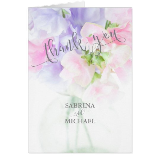 FLORAL CHIC WEDDING SWEET PEAS CARD