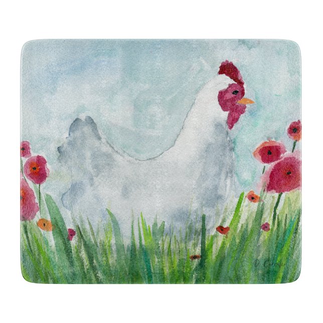 Floral Chicken Cutting Board (Front)