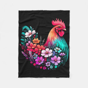 Floral Chicken Girl Flower  Fleece Blanket
