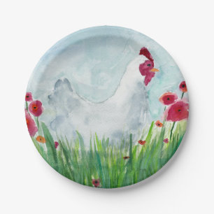 Floral Chicken Paper Plate