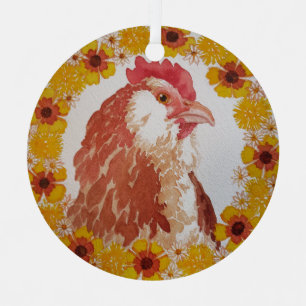 Floral Chicken Wreath Ornament
