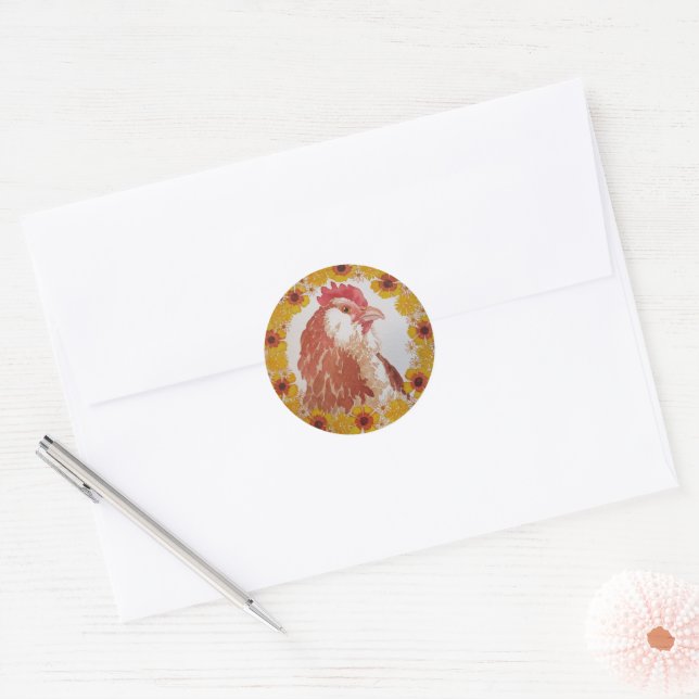 Floral Chicken Wreath Stickers (Envelope)