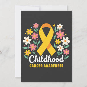 Floral Childhood Cancer Awareness Yellow Ribbon Holiday Card