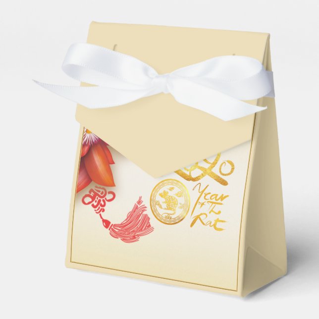 Floral Chinese gold Paper-cut Rat 2020 TFB Favor Box (Front Side)