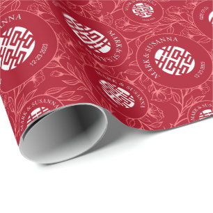 Floral Chinese Traditional Wedding Wrapping Paper