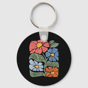 Floral Chinga La Migra Anti Ice Vintage Abolish Ic Keychain
