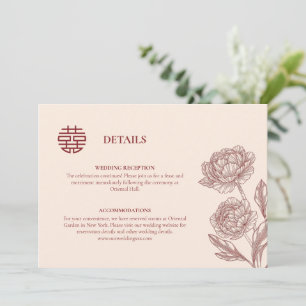 Floral chinois Détails du Mariage Carte de boîtier