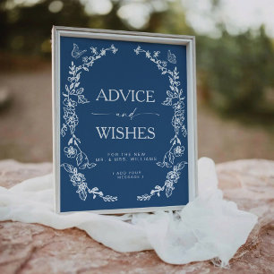 Floral Chinoiserie Advice & Wishes Pedestal  Sign