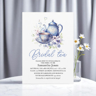 Floral Chinoiserie Blue Teapot Bridal Shower  Invitation
