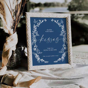 Floral Chinoiserie Guess How Many Kisses Pedestal Sign