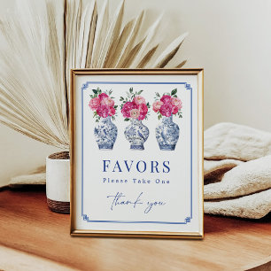 Floral Chinoiserie Porcelain Bridal Shower Favours Poster