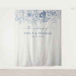 Floral Chinoiserie Wedding Backdrops Tapestry