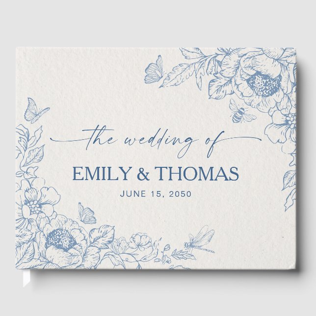 Floral Chinoiserie Wedding Guest Book (Front)