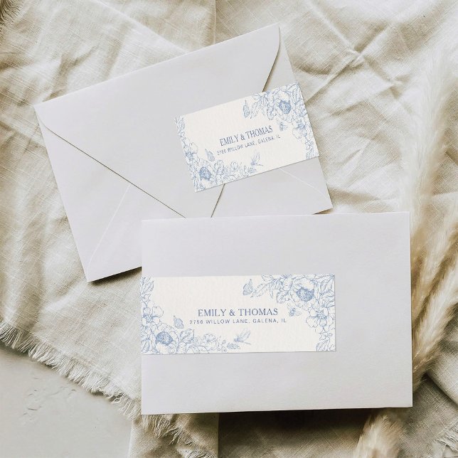 Floral Chinoiserie Wedding Return Address Label (Creator Uploaded)