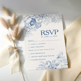 Floral Chinoiserie Wedding RSVP Card