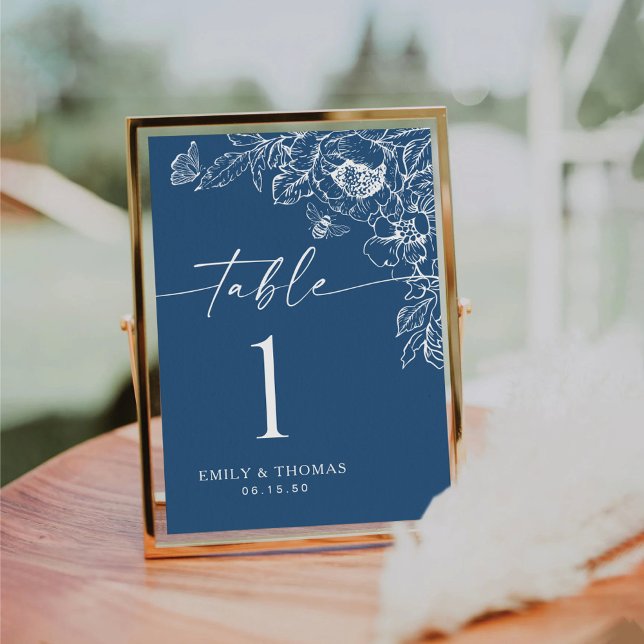 Floral Chinoiserie Wedding Table Number Card (Creator Uploaded)