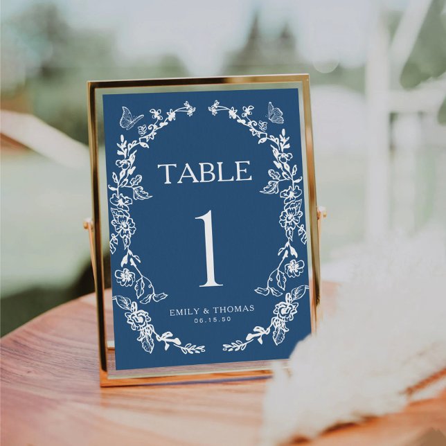 Floral Chinoiserie Wedding Table Number Card (Creator Uploaded)