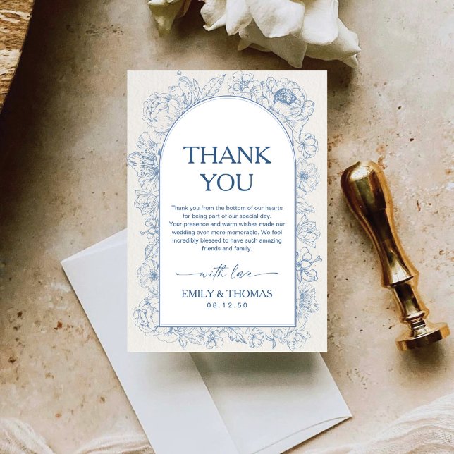 Floral Chinoiserie Wedding Thank You Card (Creator Uploaded)