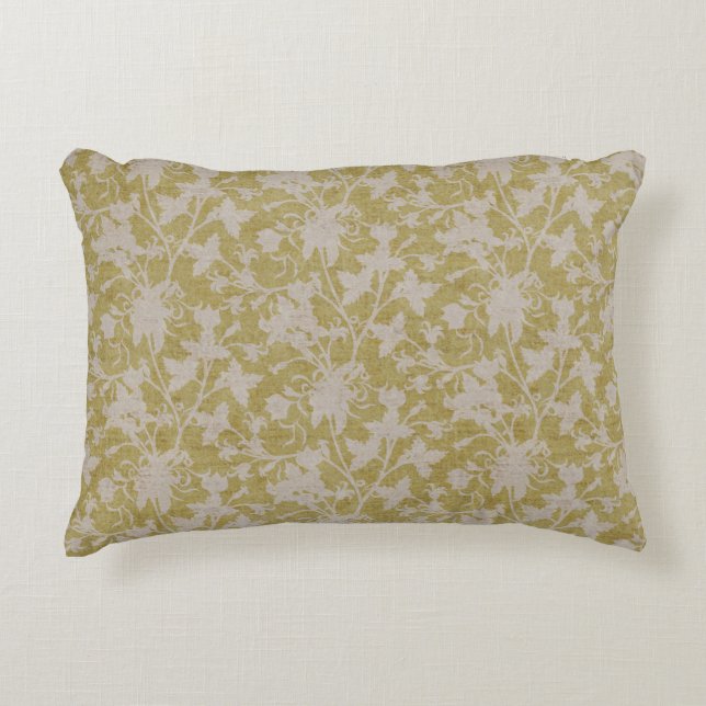 Floral Chintz Silhouette-Chartreuse  Accent Pillow (Front)