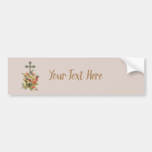Floral Christian Cross Bumper Sticker