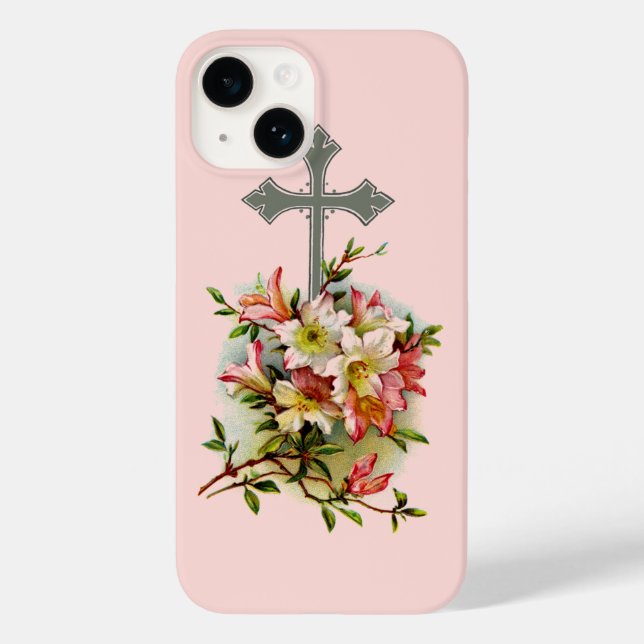 Floral Christian Cross Case-Mate iPhone Case (Back)