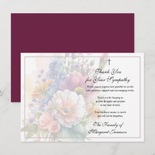 Floral Christian Funeral Sympathy Thank You Card