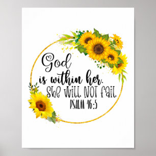 Floral Christian God Is Within Her She Will Not Fa Poster