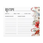 Floral Christmas Bridal Shower Recipe Card