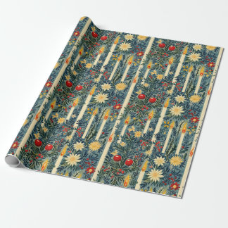 Floral Christmas Candles Wrapping Paper