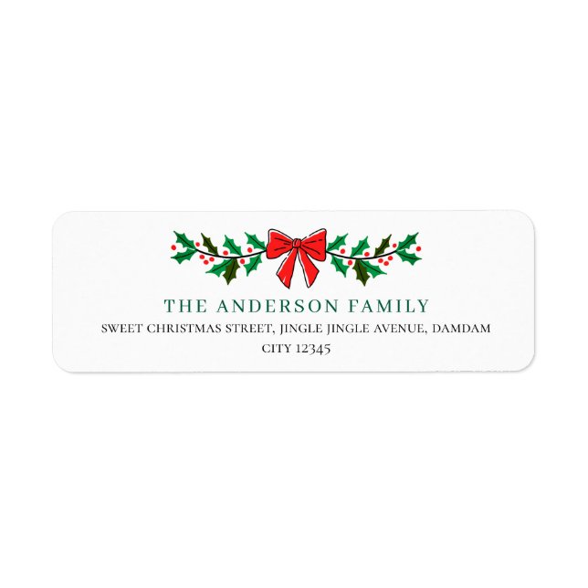 Floral Christmas Elegant Simple Return Address (Front)