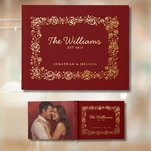 Floral Christmas Foil Guest Book Photo Guestbook