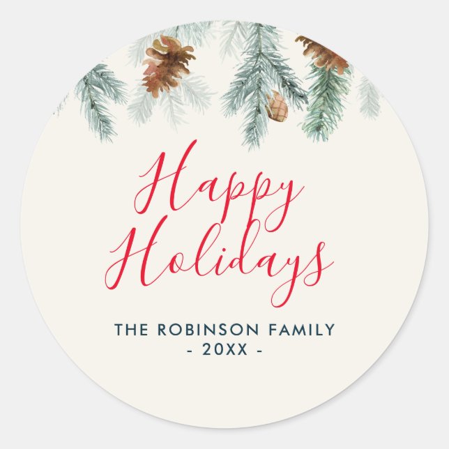 Floral christmas happy holidays sticker (Front)