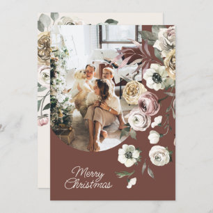 Floral Christmas Holiday Photo Personalized