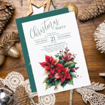 Floral Christmas Party Invitation Card