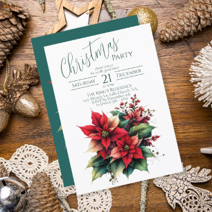 Floral Christmas Party Invitation Card
