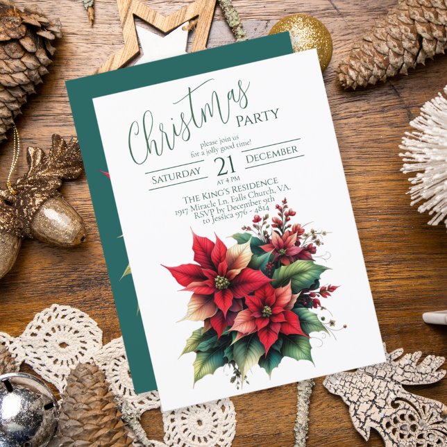 Floral Christmas Party Invitation Card (Creator Uploaded)