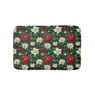 Floral Christmas Pattern  Bath Mat