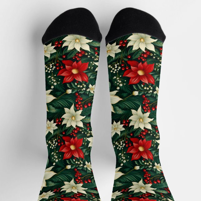 Floral Christmas Pattern  Socks (Top)