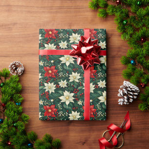 Floral Christmas Pattern  Wrapping Paper
