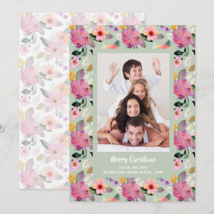 Floral Christmas Photo Holiday Card