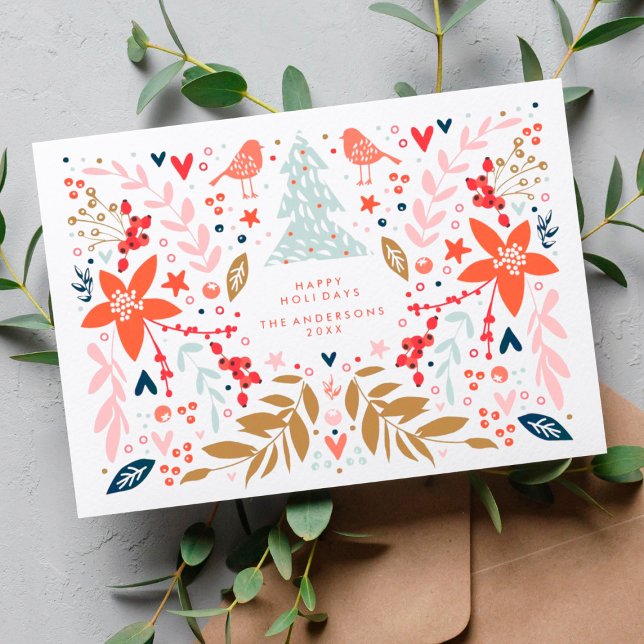 Floral Christmas Pretty Holiday Card (Creator Uploaded)