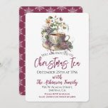 Floral Christmas Tea Party Invitation<br><div class="desc">A gorgeous Chrsitmas tea party invitation. This pretty design features a floral teacup and simple typography. Easy to customize with your own Xmas tea party event details.</div>