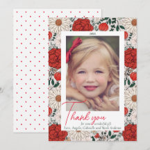 Floral Christmas Thank You Photo Card