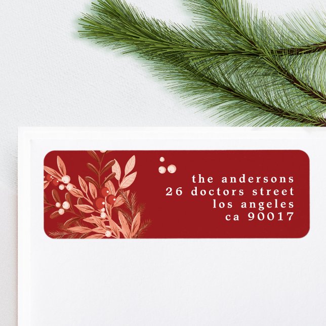 Floral Christmas Traditional Red Return Address (Creator Uploaded)