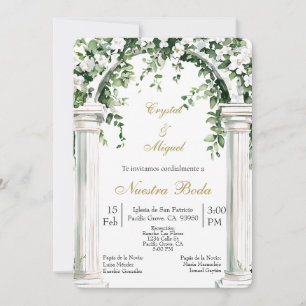 Floral Church Spanish wedding   Invitation