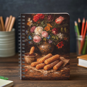 Floral Churros Still Life   Monogram Notebook