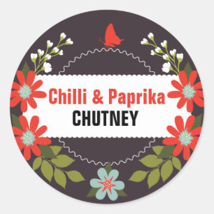 Floral Chutney Labels - 3 inch or 1.5 inch