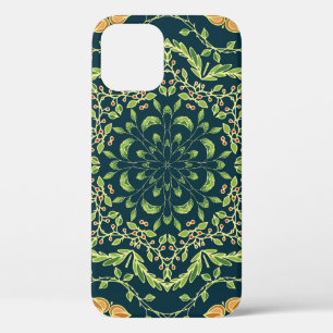 Floral circle pattern with flowers,branches,leaves iPhone 12 case